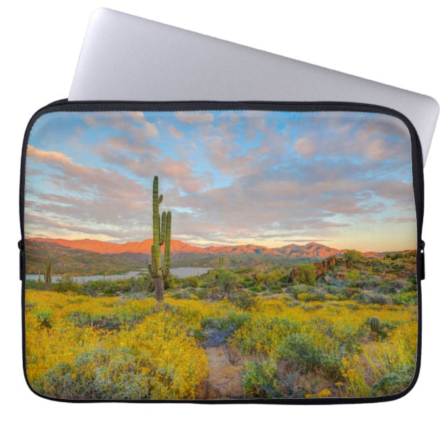 Housse Pour Ordinateur Portable Coucher de soleil sur paysage désertique (Devant)