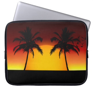 Housse Pour Ordinateur Portable Coucher de soleil tropical avec palmiers