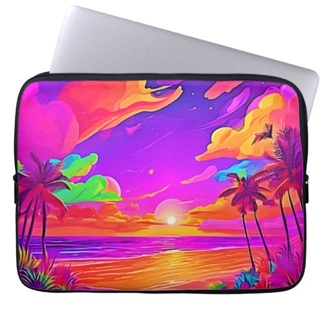 Housse Pour Ordinateur Portable Coucher de soleil tropical vibrant (Devant)