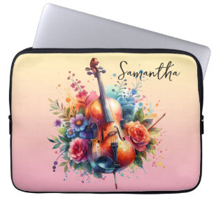 Housse Pour Ordinateur Portable Coucou aquarelle et fleurs personnalisées