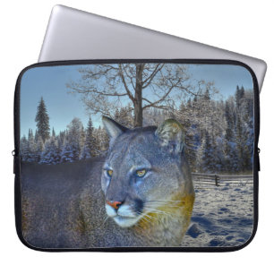 Housse Pour Ordinateur Portable Cougar Mountain Lion & Winter Tree