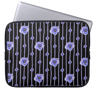 HOUSSE POUR ORDINATEUR PORTABLE COULEUR D'EAU BLEU ANEMONE POPIES