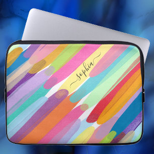 Housse Pour Ordinateur Portable Couleur Diagonale, Nom, Peinture Abstraite