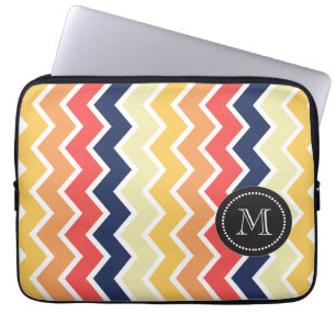 Housse Pour Ordinateur Portable Couleur Orange Et Bleu Chevron