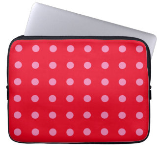 Housse Pour Ordinateur Portable Couleur rouge rose vintage Pois Classic rétro
