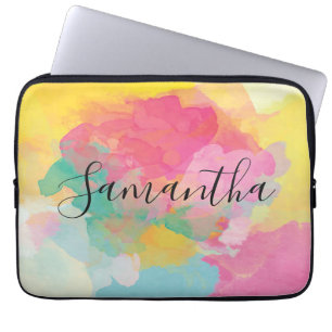 Housse Pour Ordinateur Portable Couleurs arc-en-ciel Aquarelle Script Portable