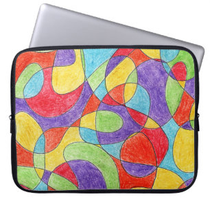 Housse Pour Ordinateur Portable Couleurs arc-en-ciel Motif de doodle Crayon tiré à