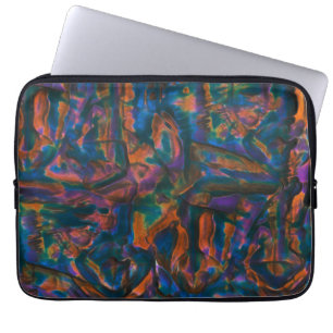 Housse Pour Ordinateur Portable Couleurs bleues teintées et dentées en cuivre viei
