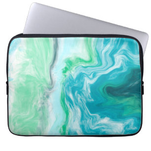 Housse Pour Ordinateur Portable Couleurs de plage Vagues océaniques bleues et turq