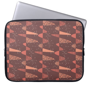 Housse Pour Ordinateur Portable Couleurs en terre cuite vagues et étoiles sans cou