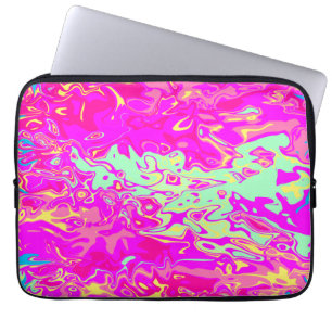 Housse Pour Ordinateur Portable Couleurs marbrées rose vif Art Abstrait