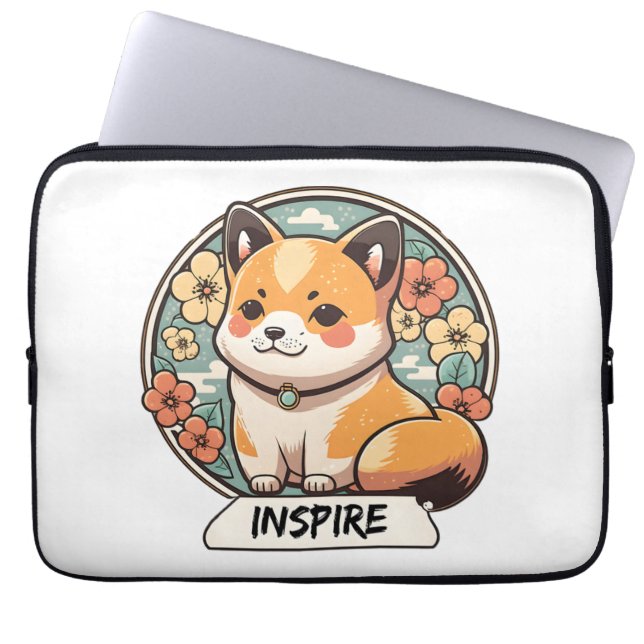 Housse Pour Ordinateur Portable Coupe Cute Shiba Inu (Devant)
