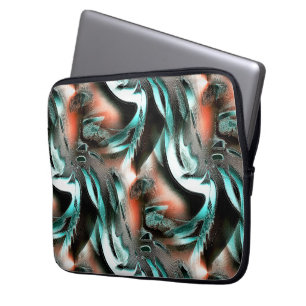 Housse Pour Ordinateur Portable Coupes tordues en cyan argenté avec rainures sur c