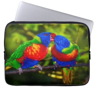 Housse Pour Ordinateur Portable Couple coloré de perroquets de baiser