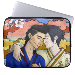 Housse Pour Ordinateur Portable Couple Gay Dans Le Style De L'Art Japonais Ukiyo-e