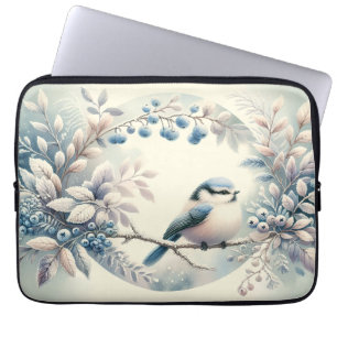 Housse Pour Ordinateur Portable Couronne de baies de merlebleu d'hiver