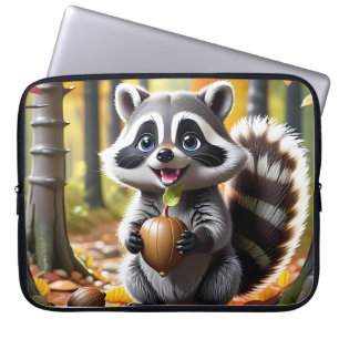 Housse Pour Ordinateur Portable Coute Kawaii style Raccoon Autumn Cadre
