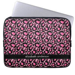 Housse Pour Ordinateur Portable Coutume rose de motif de léopard
