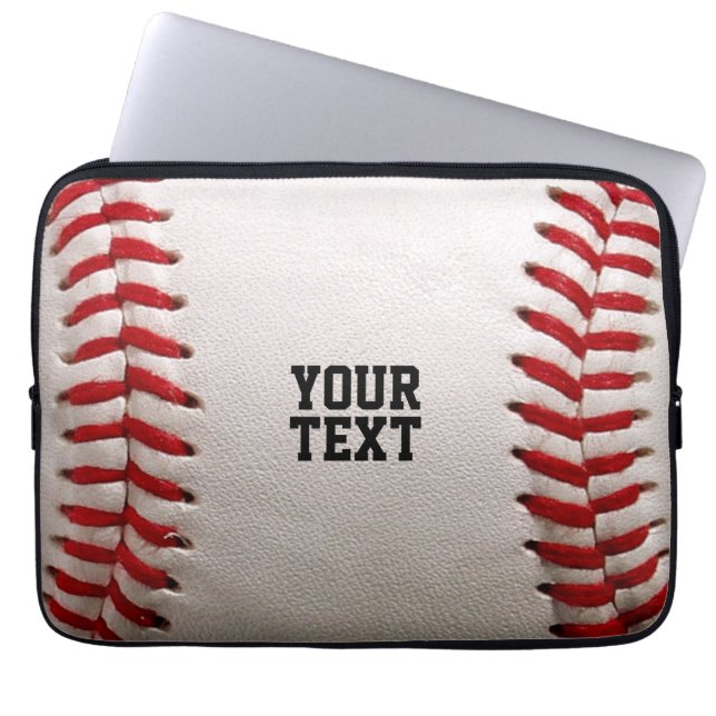Housse Pour Ordinateur Portable Couture Baseball Softball Texte Personnalisé (Devant)