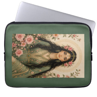Housse Pour Ordinateur Portable Couverture en polaire Lady Florale Émeraude | Rose