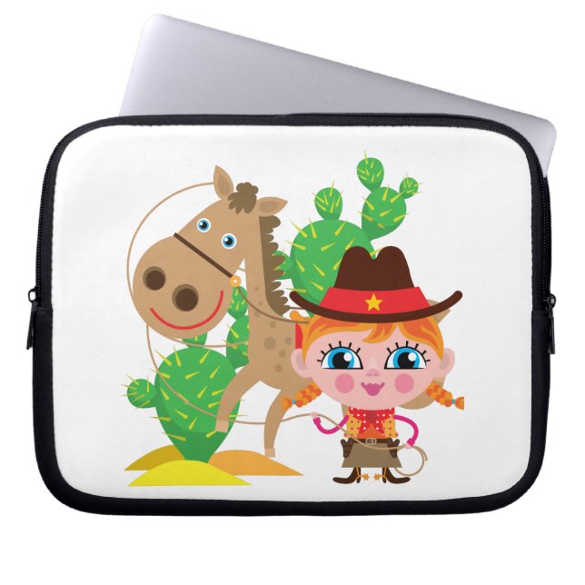 Housse Pour Ordinateur Portable Cow-girl et cheval (Devant)