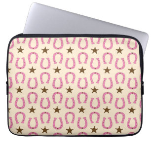 Housse Pour Ordinateur Portable Cowgirl Fer à Cheval Étoile de Shérif Rose Pays de