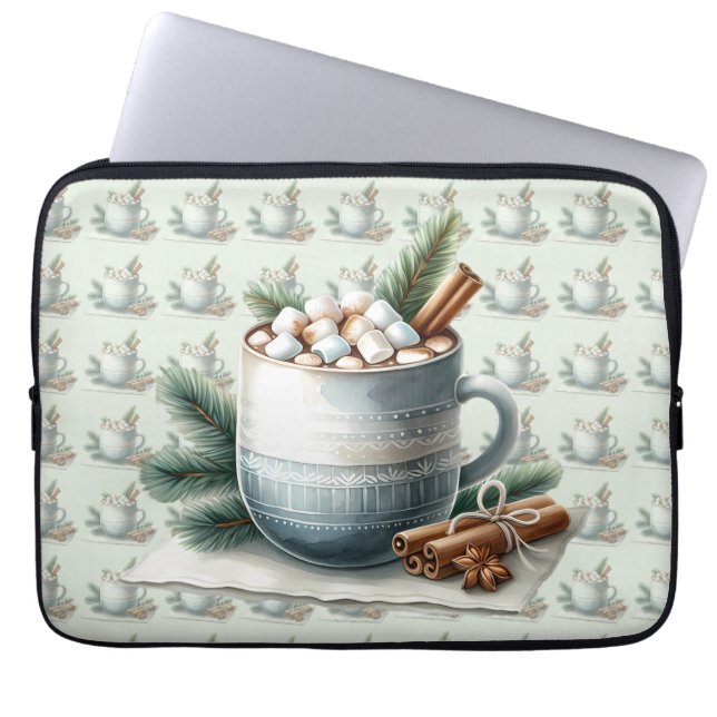 Housse Pour Ordinateur Portable Cozy Winter Cocoa Marshmallow Scene (Devant)