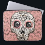 Housse Pour Ordinateur Portable Crâne à sucre rose et or et mignonette Coeurs Whim<br><div class="desc">Conception personnalisée</div>