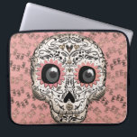 Housse Pour Ordinateur Portable Crâne à sucre rose et or et mignonette Coeurs Whim<br><div class="desc">Conception personnalisée</div>