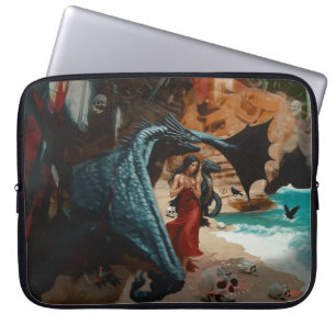 Housse Pour Ordinateur Portable Crâne de dragon Abstrait Occulte Cuisine foncée AI