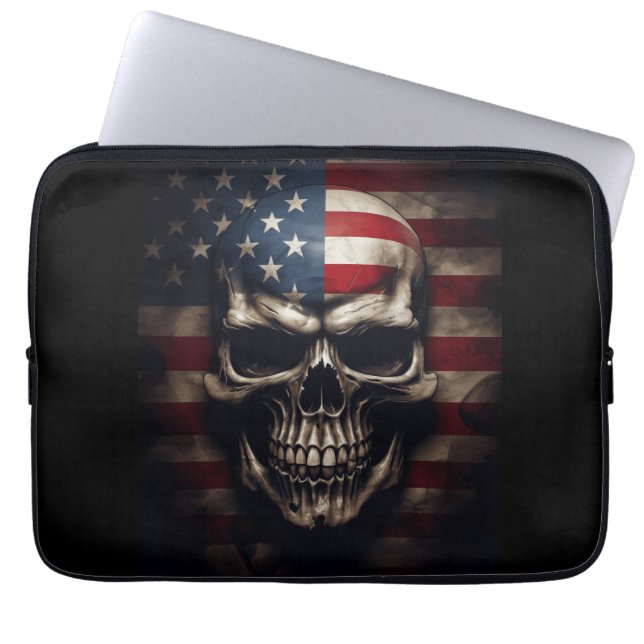 Housse Pour Ordinateur Portable Crâne de drapeau américain  (Devant)