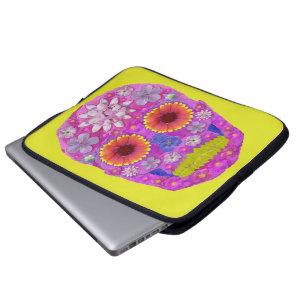 Housse Pour Ordinateur Portable Crâne de fleurs 2