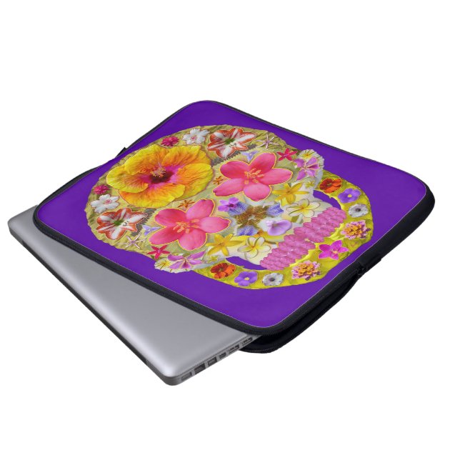 Housse Pour Ordinateur Portable Crâne de fleurs 4 - Tropical (Devant bas)