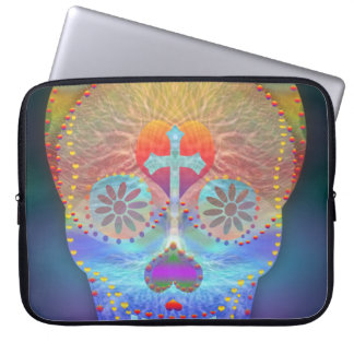 Housse Pour Ordinateur Portable Crâne de sucre avec l'arrière - plan coloré par