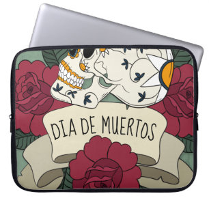 Housse Pour Ordinateur Portable Crâne floral Dia de los Muertos   Pochette Ordinat