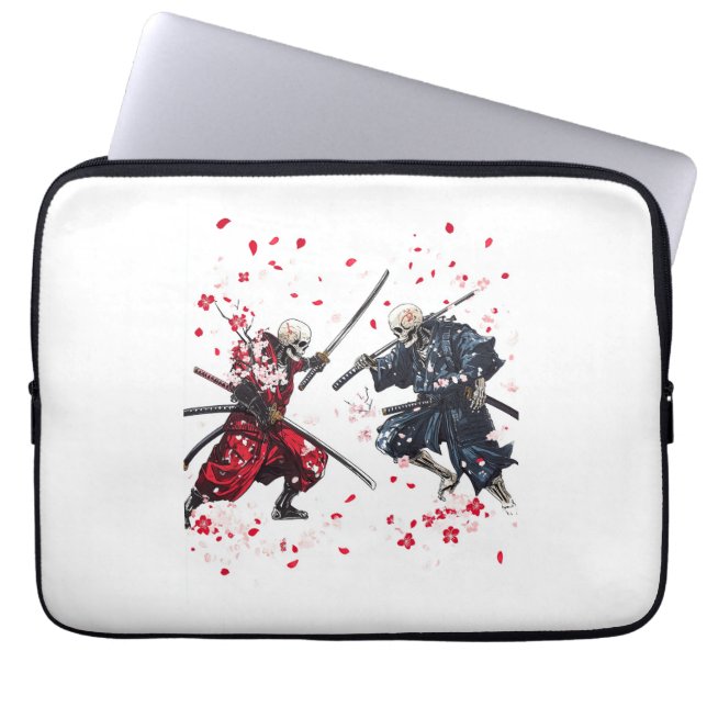 Housse Pour Ordinateur Portable Crâne Samurai Duel (Devant)