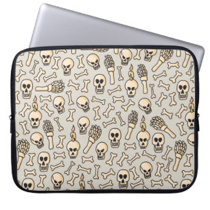 Housse Pour Ordinateur Portable Crâne, squelette et os main motif sans soudure dr