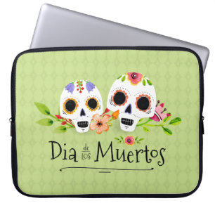 Housse Pour Ordinateur Portable Crânes à sucre florales Dia de Muertos   Pochette 