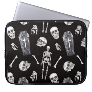 Housse Pour Ordinateur Portable Crânes déplaisants : Motif d'aquarelle d'Halloween