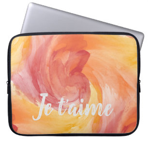 Housse Pour Ordinateur Portable Cravate-Dye flamme rouge orange peint Aquarelle d'