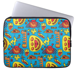 Housse Pour Ordinateur Portable Crazy Ocean Créatures et sous-marin Jaune
