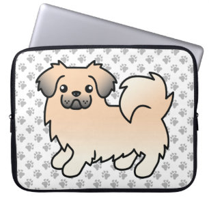 Housse Pour Ordinateur Portable Cream Sable Espagnol Tibétain Dessin Chien et Pâte