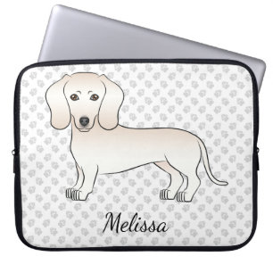 Housse Pour Ordinateur Portable Cream Smooth Coat Dachshund Dessin Chien avec nom