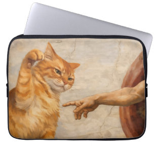 Housse Pour Ordinateur Portable Création d'Adam avec le chat Sarca, une œuvre d'ar