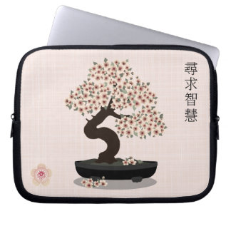 Housse Pour Ordinateur Portable Création graphique de bonsaï fleuri asiatique