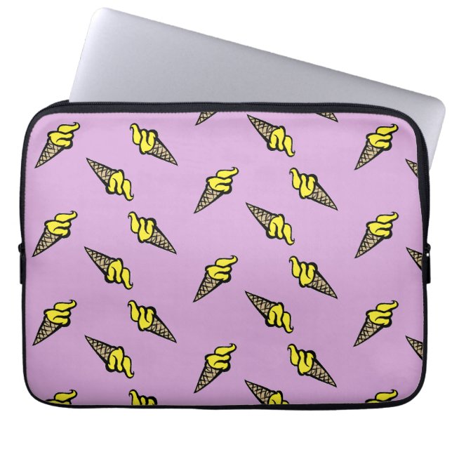 Housse Pour Ordinateur Portable Crème glacée jaune sur violet (Devant)