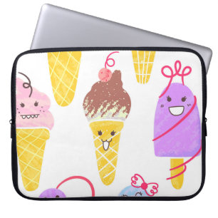 Housse Pour Ordinateur Portable Crèmes glacées Kawaii, motif mignon et sans soudur