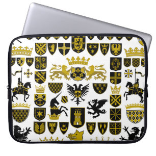 Housse Pour Ordinateur Portable Crêtes d'héraldique, dessins symboliques.