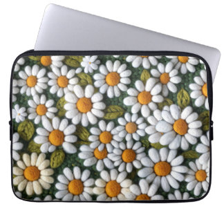 Housse Pour Ordinateur Portable Crochet White Daisies Spring Wildflowers