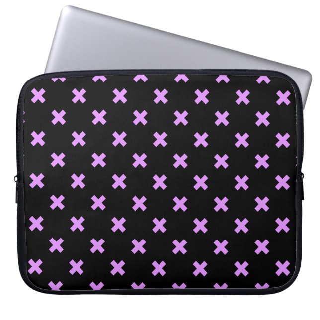 Housse Pour Ordinateur Portable Crochets Lilac sur noir (Devant)